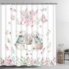 Easter Day Shower Curtain With Cute Rabbits And Easter Eggs Vintage Bathroom Shower Curtains Print