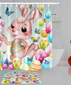 Easter Designed Fabric Shower Curtain With Waterproof Fabric
