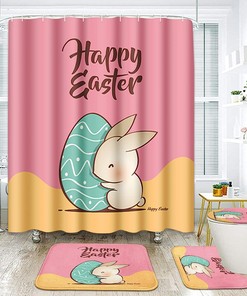 Easter Egg And Cute Rabbit Yellow Shower Curtain And Beautiful Shower Curtain Designs