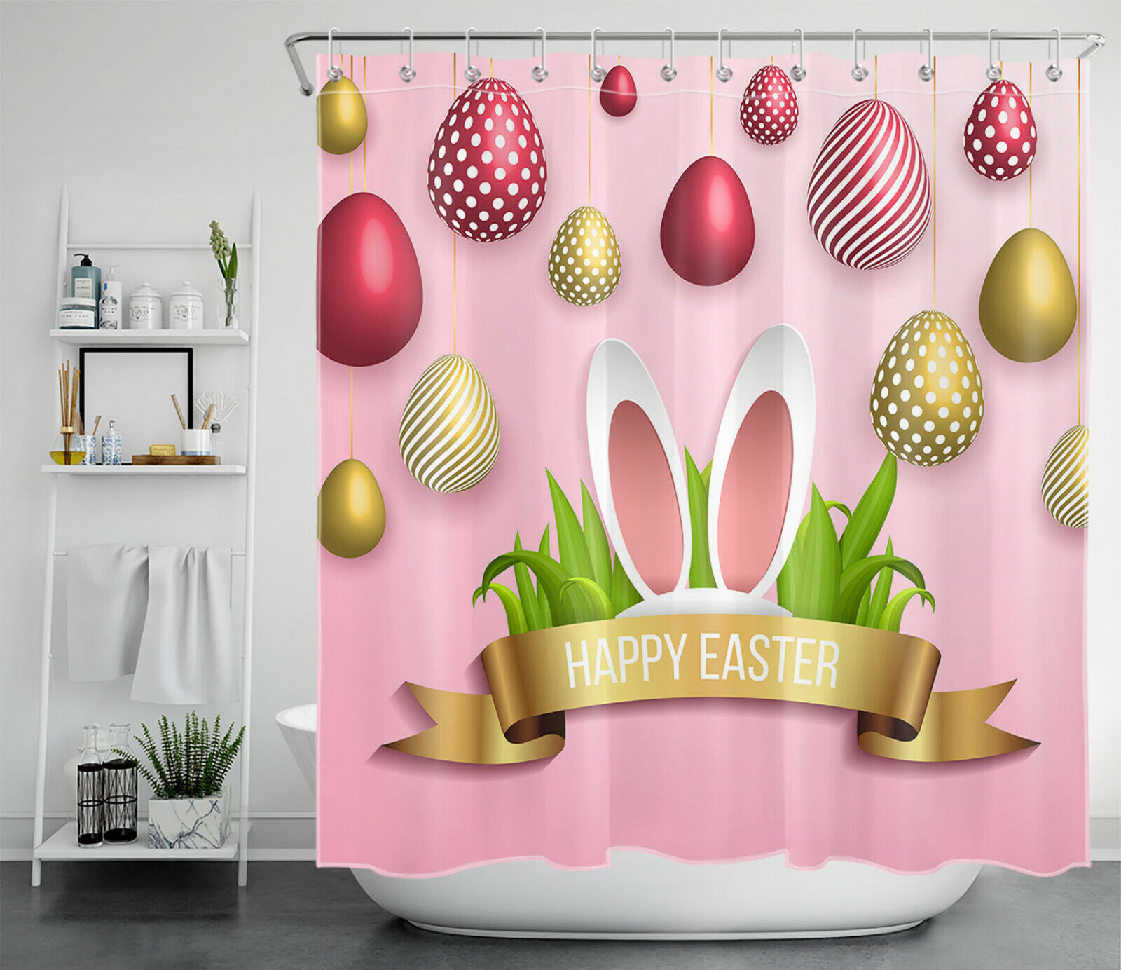Easter Egg And Gnome Shower Curtain - Image 2