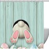 Easter Egg Butterfly Green Truck Shower Curtain - Wood Planks Bathroom Decor