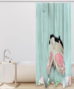 Easter Egg Butterfly Green Truck Shower Curtain - Wood Planks Bathroom Decor