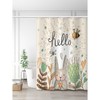 Easter Egg Daisy Floral Shower Curtain - Green Grass Wood Fence Bathroom Accessories