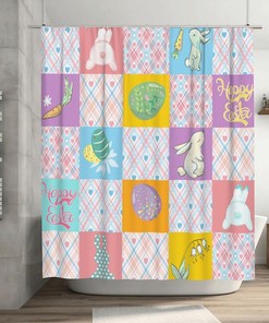 Easter Egg Fringe Lattice Restroom Shower Curtain for Bathroom