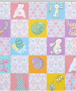 Easter Egg Fringe Lattice Restroom Shower Curtain for Bathroom
