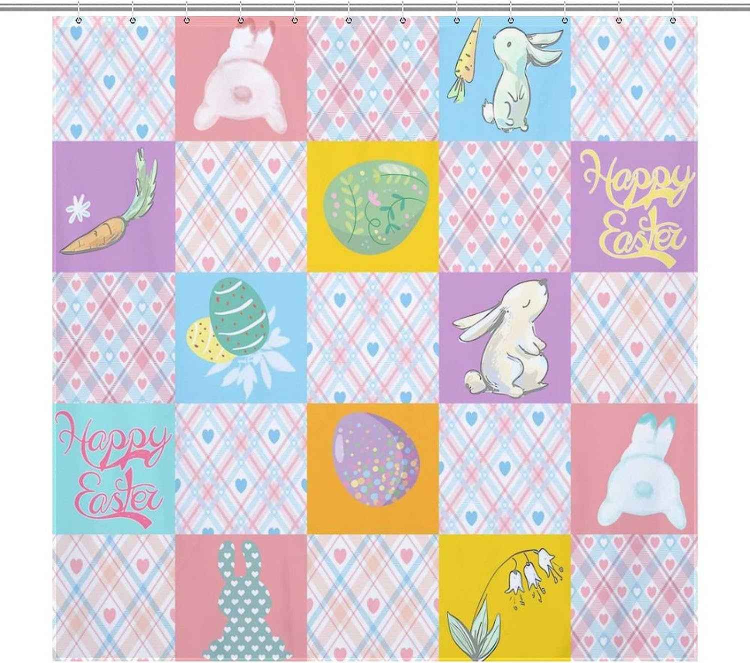 Easter Egg Fringe Lattice Restroom Shower Curtain for Bathroom