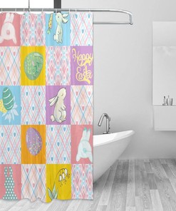 Easter Egg Fringe Lattice Restroom Shower Curtain for Bathroom