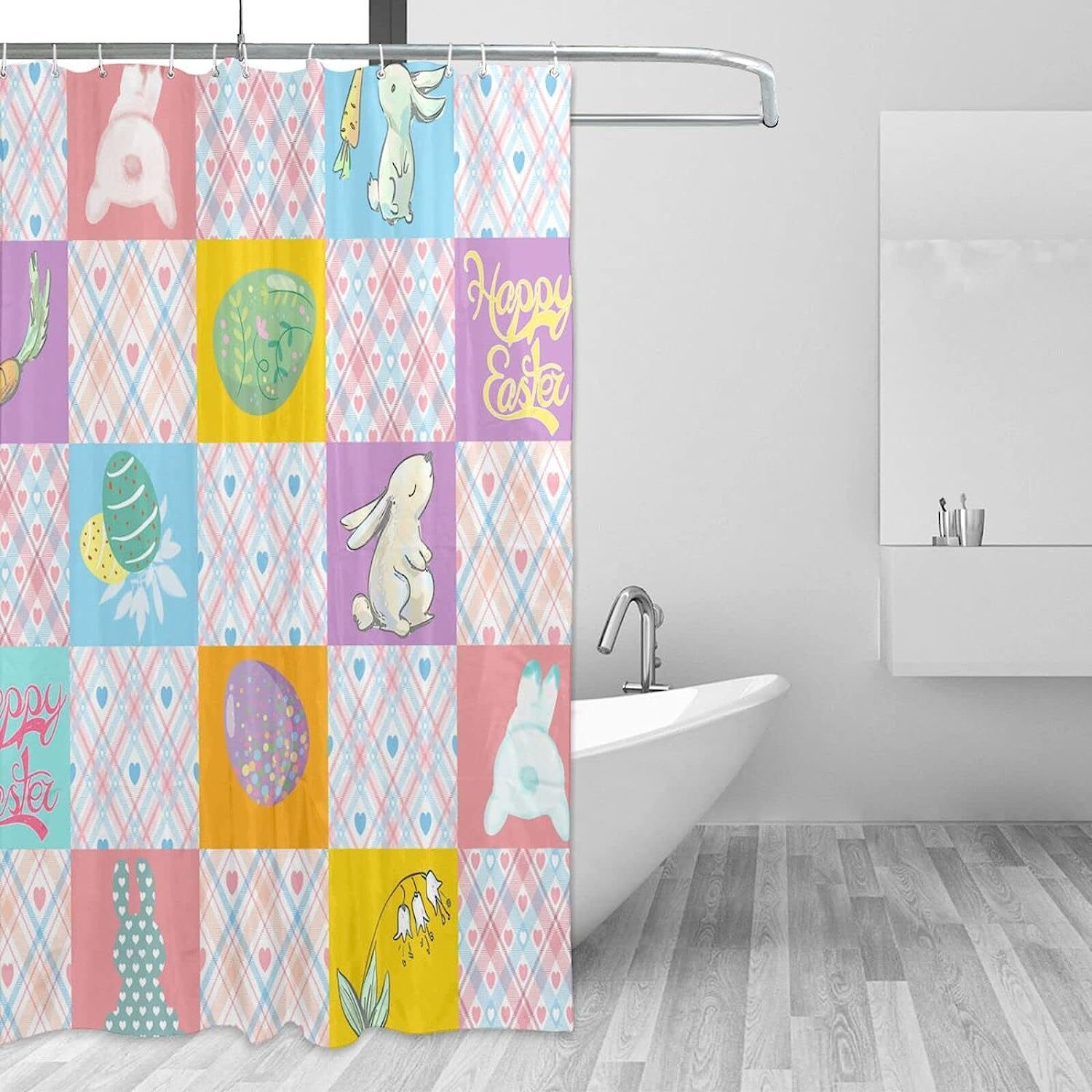 Easter Egg Fringe Lattice Restroom Shower Curtain for Bathroom
