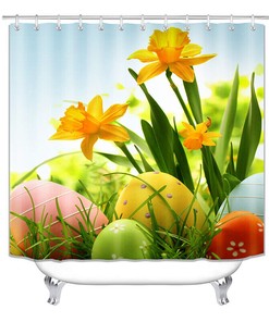 Easter Egg Hunt Shower Curtain With Hidden Egg Design