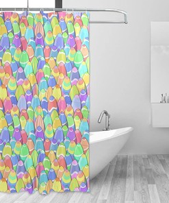 Easter Egg and Bunny Print Shower Curtain for Bathroom Decoration