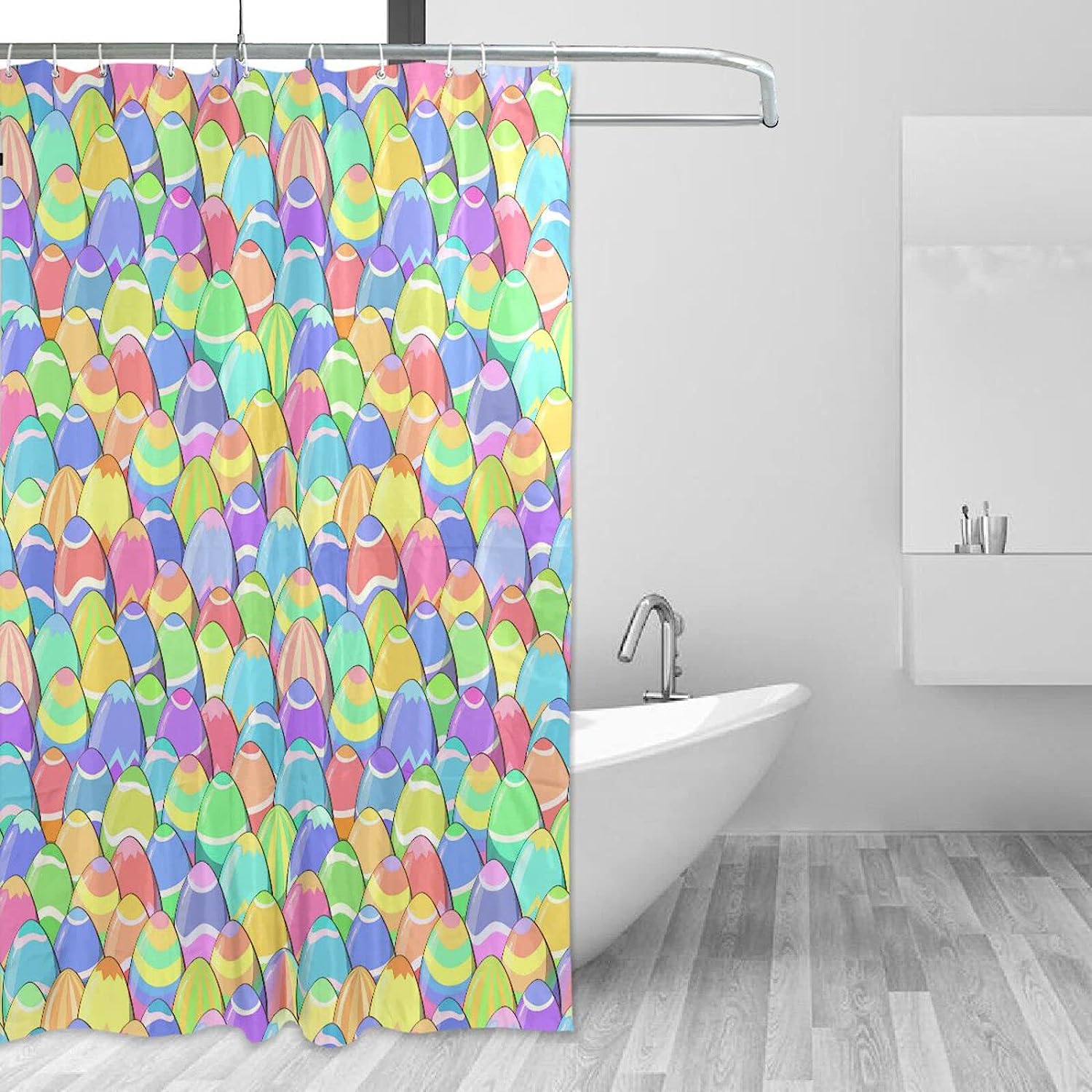 Easter Egg and Bunny Print Shower Curtain for Bathroom Decoration