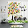 Easter Eggs Abstract Colorful Lines Shower Curtain - Adorable Bathroom Decor