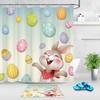 Easter Eggs And Cartoon Rabbit Printed Shower Curtain For Bathroom Decor