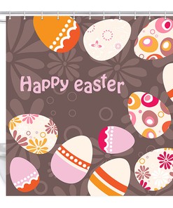 Easter Eggs And Flowers Print Shower Curtain For Home Bathroom Decor