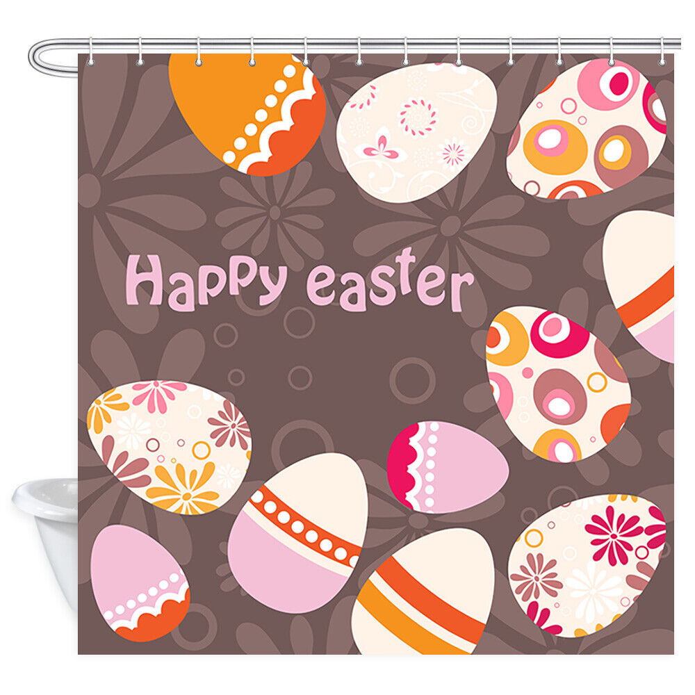 Easter Eggs And Flowers Print Shower Curtain For Home Bathroom Decor