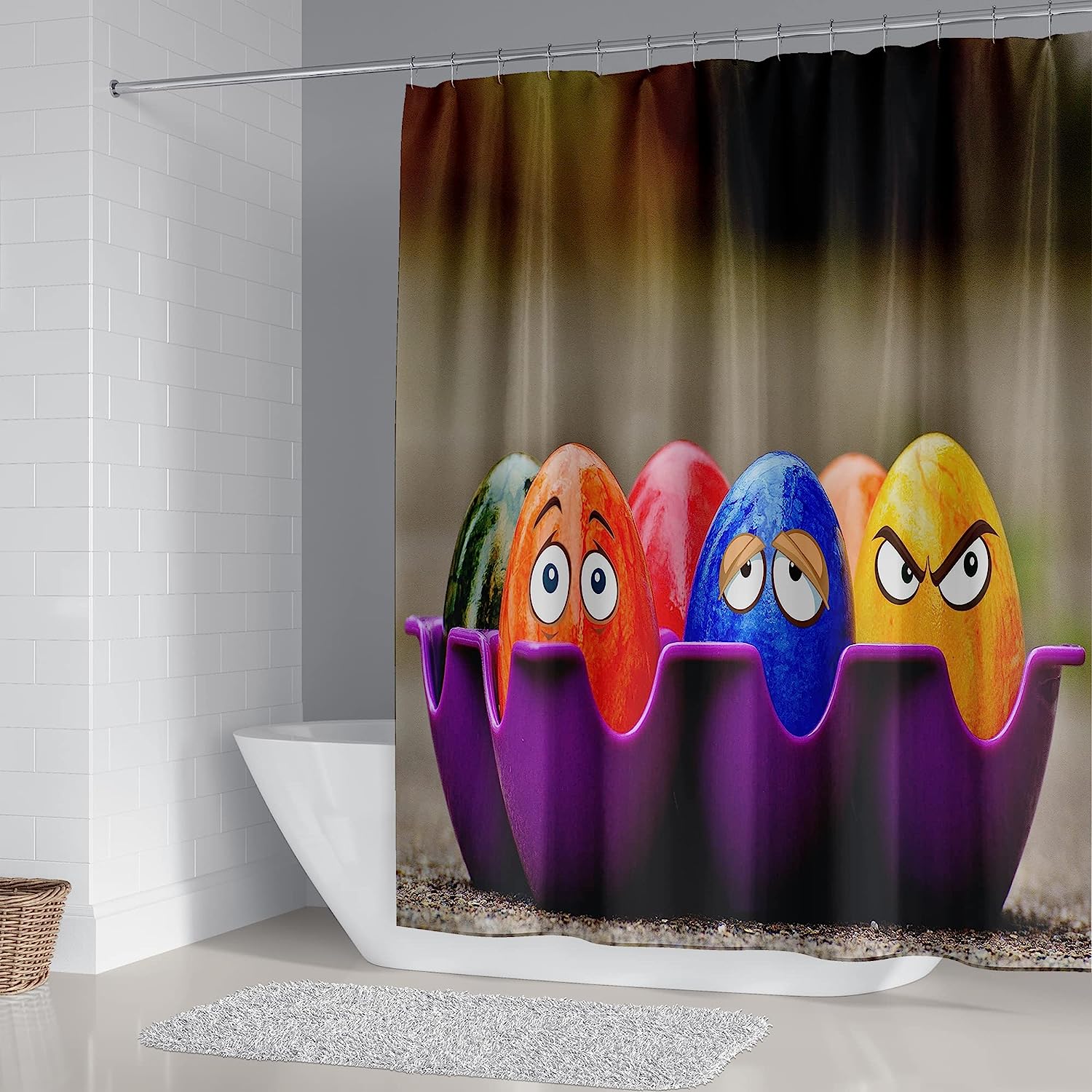 Easter Eggs And Flowers Shower Curtain For Spring Bathroom Decor - Image 2
