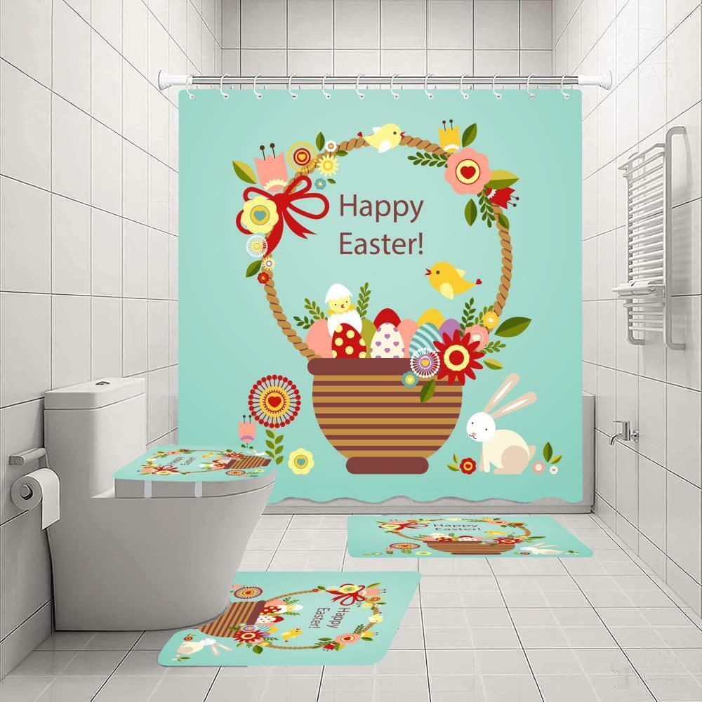 Easter Eggs Bunny Shower Curtain - Festive And Cute Prints