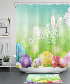 Easter Eggs Bunny Shower Curtain - Playful Bathroom Decoration