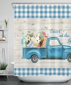 Easter Eggs Cartoon Chick Shower Curtain - Cute Bathroom Decoration