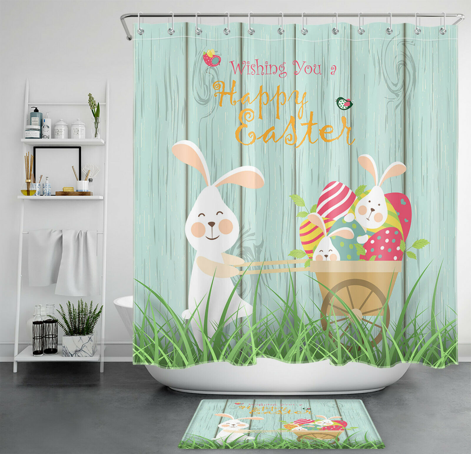 Easter Eggs Color Painting Shower Curtain - Festive Bathroom Decoration