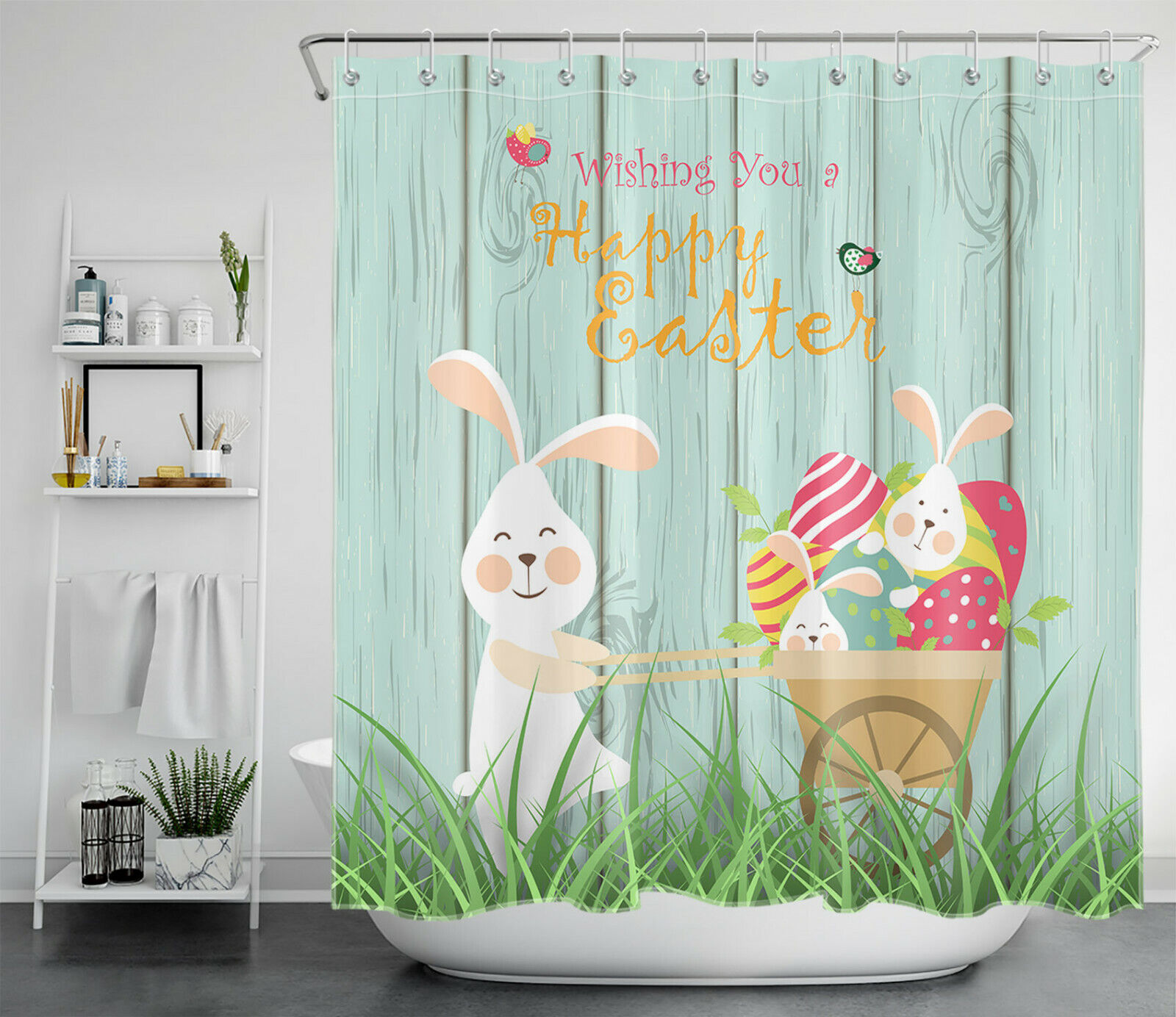 Easter Eggs Color Painting Shower Curtain - Festive Bathroom Decoration