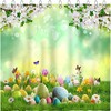 Easter Eggs Floral Print Shower Curtain with Spring Flowers and Butterfly Design for Bathroom Decor