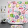 Easter Eggs Flower Pattern on Pink Shower Curtain for Spring Bathroom 