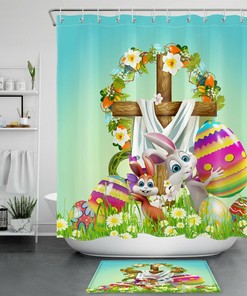 Easter Eggs & Garland Shower Curtain - Festive Bathroom Decor