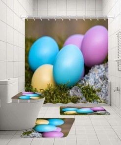 Easter Eggs Rabbit Friends Shower Curtain - Festive And Cute Prints