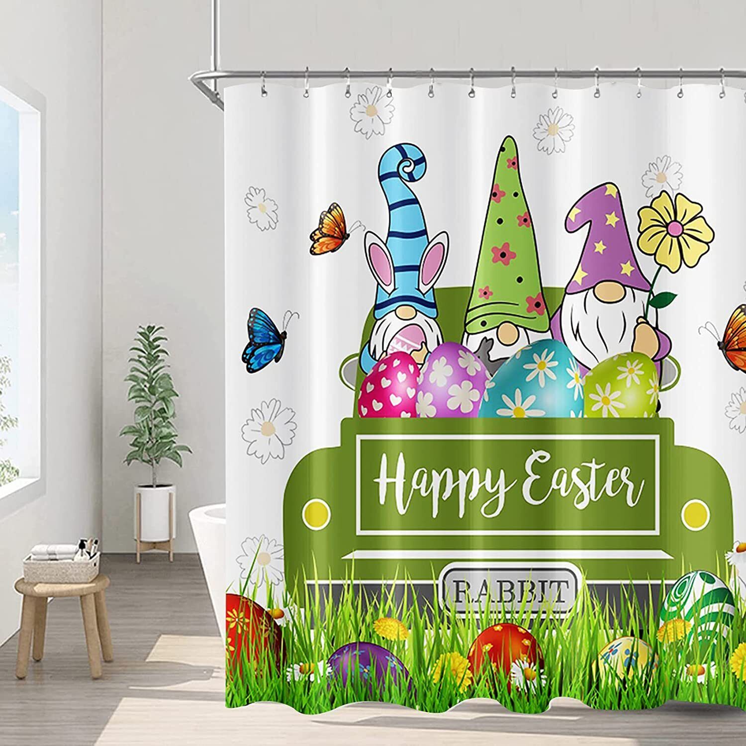 Easter Eggs Shower Curtain For Spring Bathroom Decor - Image 2