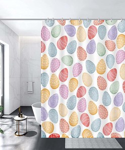 Easter Eggs Shower Curtain, Happy Easter Theme For Home Bathtubs Decorations With Full Size Curtain