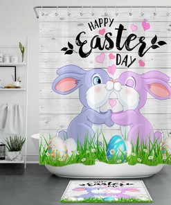 Easter Eggs Watercolor Flowers Shower Curtain - Cute Spring Bathroom Decor