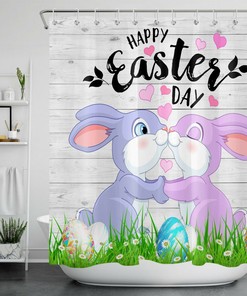 Easter Eggs Watercolor Flowers Shower Curtain - Cute Spring Bathroom Decor