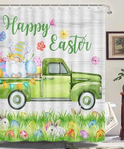 Easter Eggs With Flowers And Gnomes Shower Curtain With Happy Easter Shower Curtain And Luxury Shower Curtains
