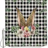 Easter Eucalyptus Rabbit Ear Eggs Shower Curtain - Spring Waterproof Bath Curtain For Boho Bathroom Decor