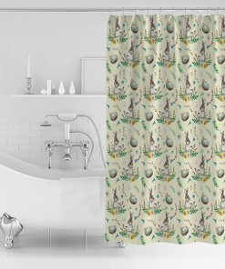 Easter Farmhouse Rabbit Eggs Floral Pattern Shower Curtain for Bathroom Decor