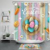 Easter Flowers, Eggs, and Carrots Shower Curtain Bathroom Plank Set for a Spring-Inspired Bathroom