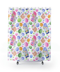 Easter Gnomes And Pastel Eggs Shower Curtain For Bathroom Decor