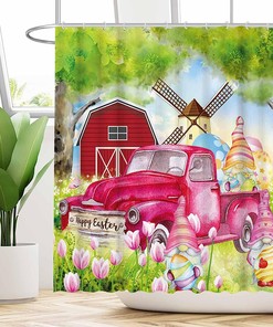 Easter Gnomes Print Shower Curtain For A Fun And Festive Bathroom