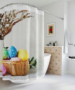 Easter Greeting Waterproof Shower Curtain For Bathroom Decor