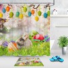 Easter Rabbit And Flowers Bokeh Background Shower Curtain For Bathroom Decor