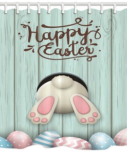Easter Rabbit Ass Eggs Waterproof Shower Curtain For Bathroom Decor