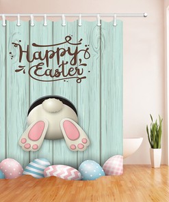 Easter Rabbit Ass Eggs Waterproof Shower Curtain For Bathroom Decor