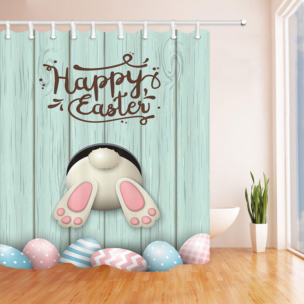 Easter Rabbit Ass Eggs Waterproof Shower Curtain For Bathroom Decor