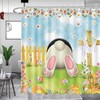 Easter Rabbit Easter Egg Cross Shower Curtain, Spring Floral Scene For Bathroom Decor With Full Size Curtain