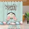 Easter Rabbit Eggs And Wood Board Fabric Shower Curtain With Hooks For Bathroom Decor