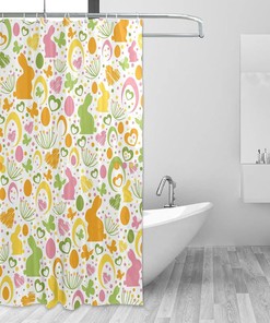 Easter Rabbit Print Waterproof Shower Curtain for Bathroom Decor