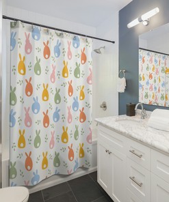 Easter Rabbit Shower Curtain With Matching Accessories