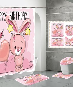 Easter Rabbit Toy Waterproof Shower Curtain For Bathroom Decor