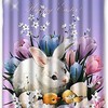 Easter Rabbit Waterproof Bathroom Shower Curtain - Decorative Fabric Curtain With Festive Design
